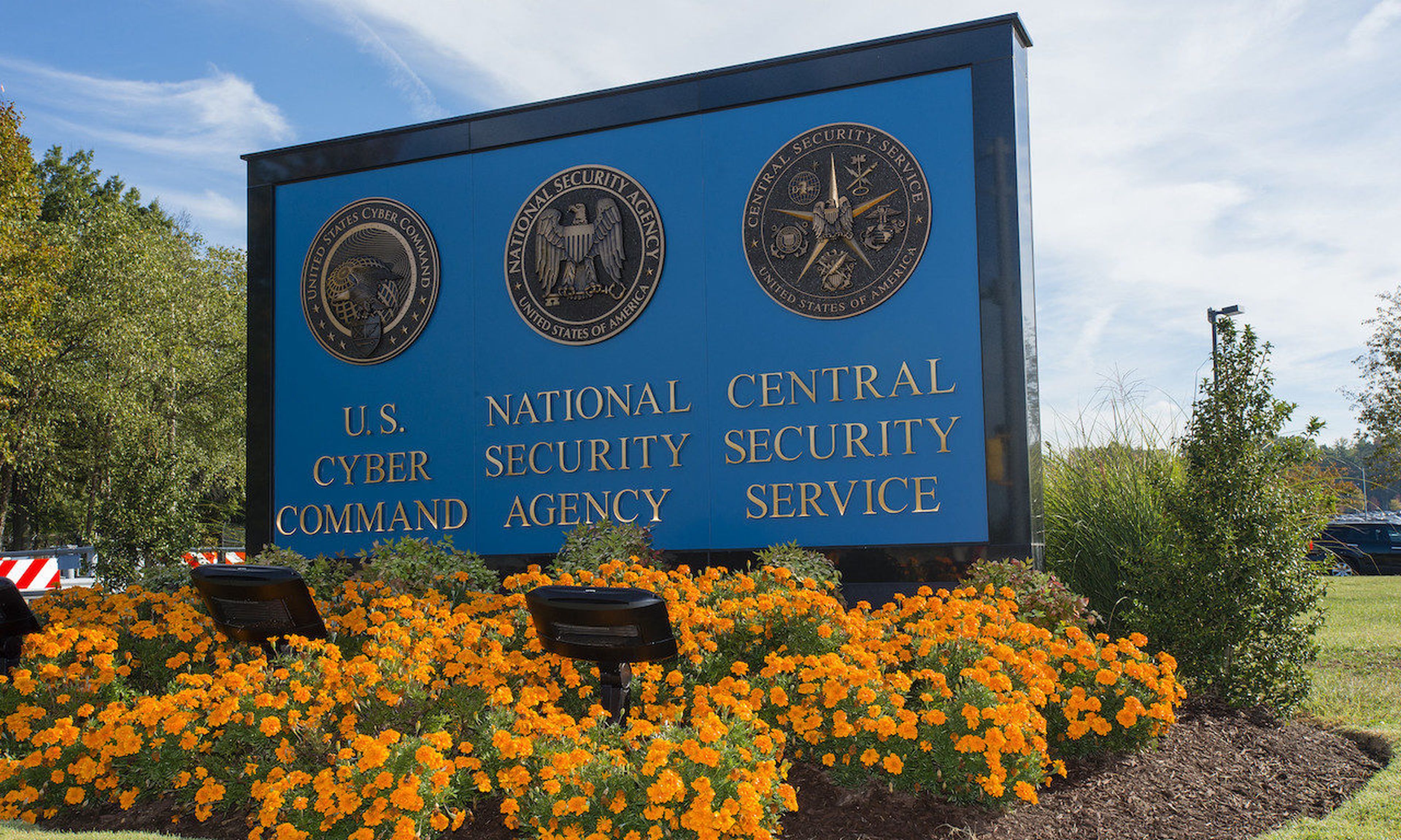 The sign at the headquarters of NSA and the U.S. Cyber Command in Fort Meade, Maryland. (NSA)
