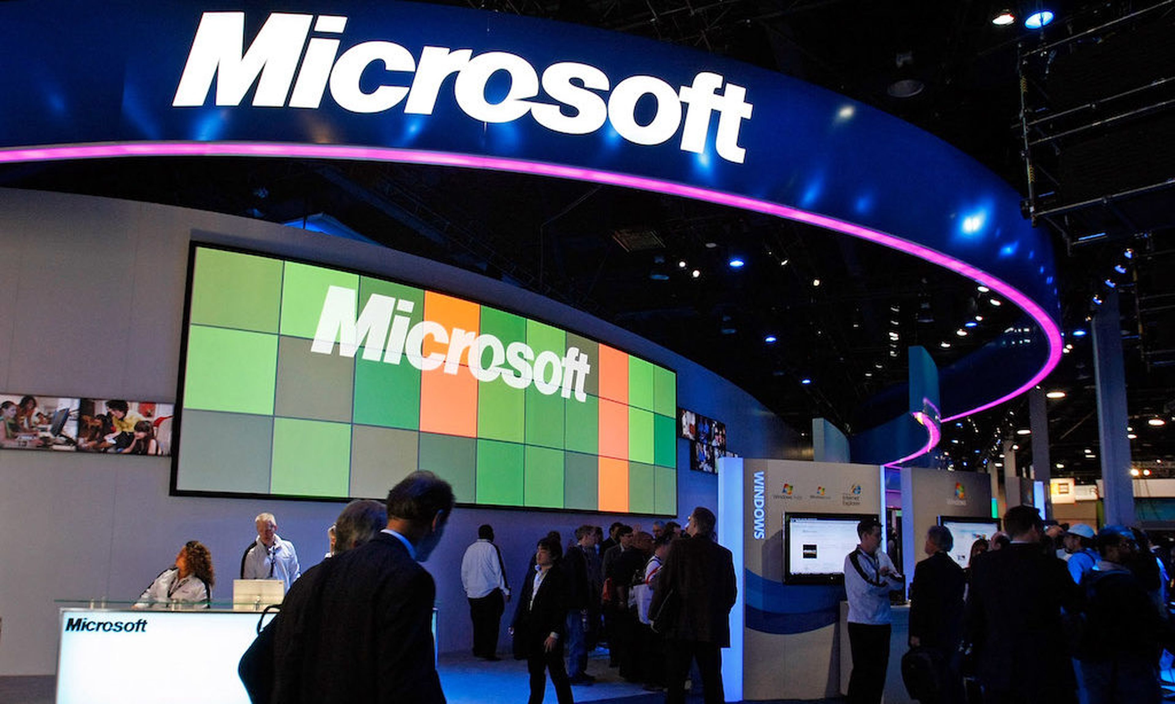 A general view of the Microsoft Corp. booth at the 2009 International Consumer Electronics Show at the Las Vegas Convention Center January 8, 2009 in Las Vegas, Nevada. Security researchers are warning of mass exploitation of new Microsoft Exchange vulnerabilities. (Photo by Ethan Miller/Getty Images)
