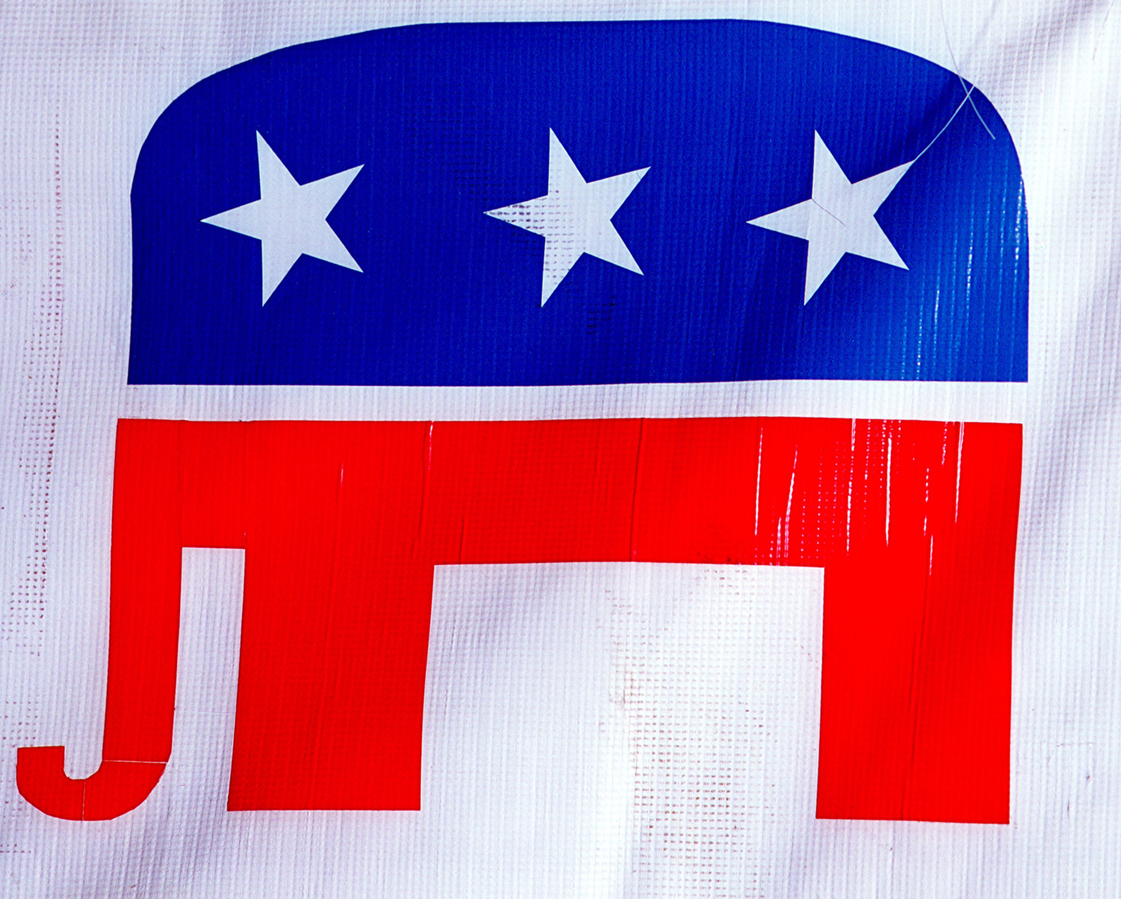 The Republican Party&#8217;s elephant symbol is seen on display Oct. 24, 2000, at the Republican campaign headquarters in El Paso, Texas. (Photo by Joe Raedle/Getty Images)