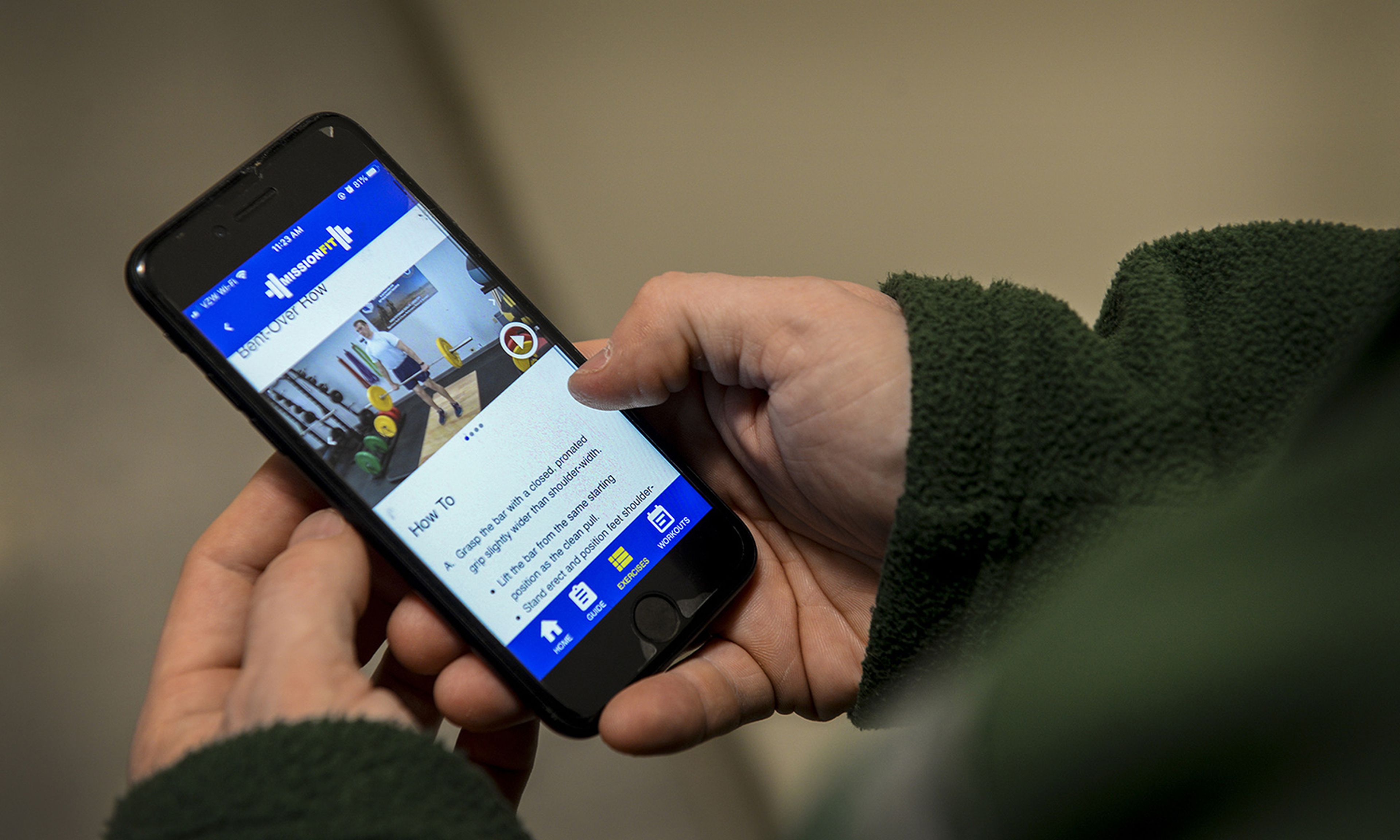 Lawmakers aim to close security and privacy loopholes when it comes to regulating health apps. Pictured: A smartphone user navigates the Defense Health Agency’s health and wellness app, Air Force MissionFit, at Hanscom Air Force Base, Mass., Feb. 13, 2020. (Lauren Russell/Air Force)