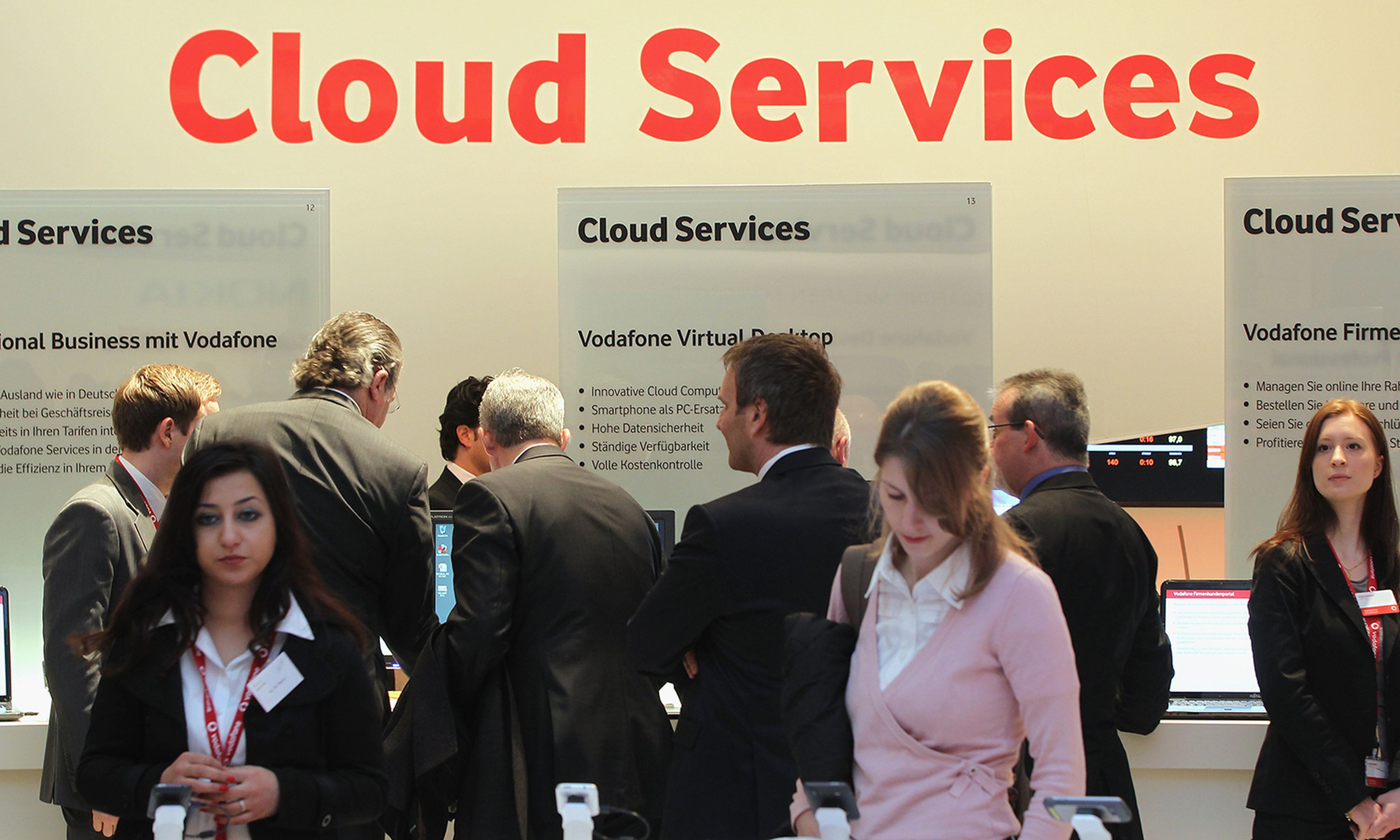 The cloud computing presentation at a trade fair
