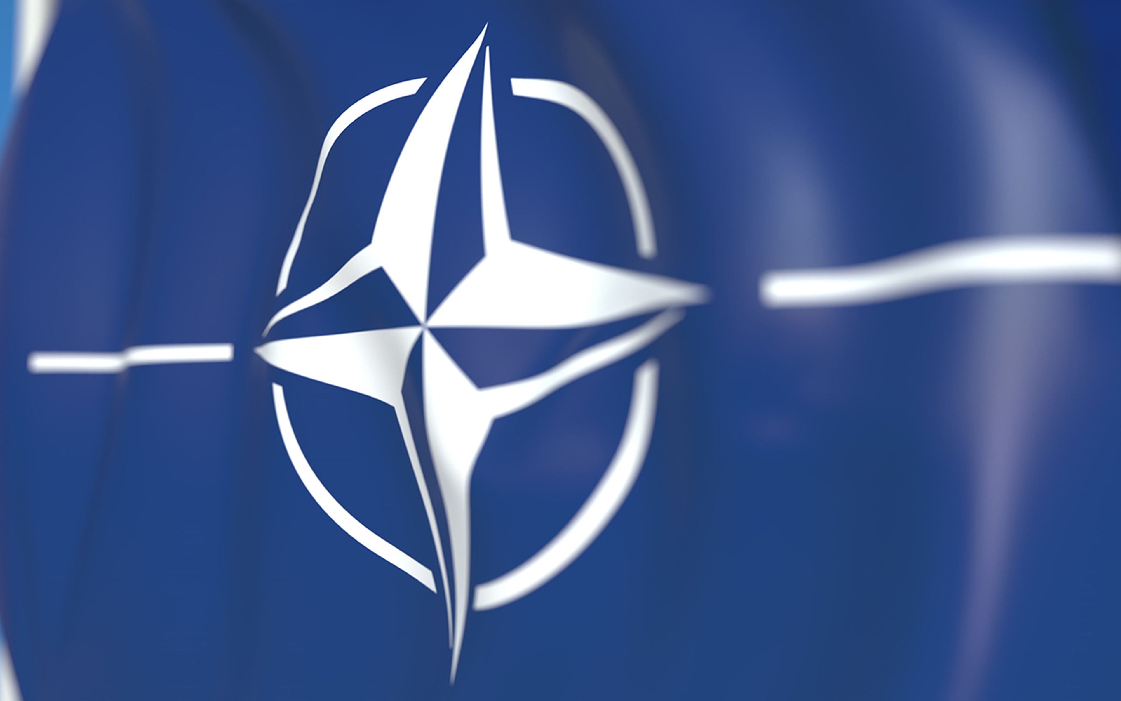 Waving flag with NATO logo. (Alexey Novikov/Adobe Stock Images)