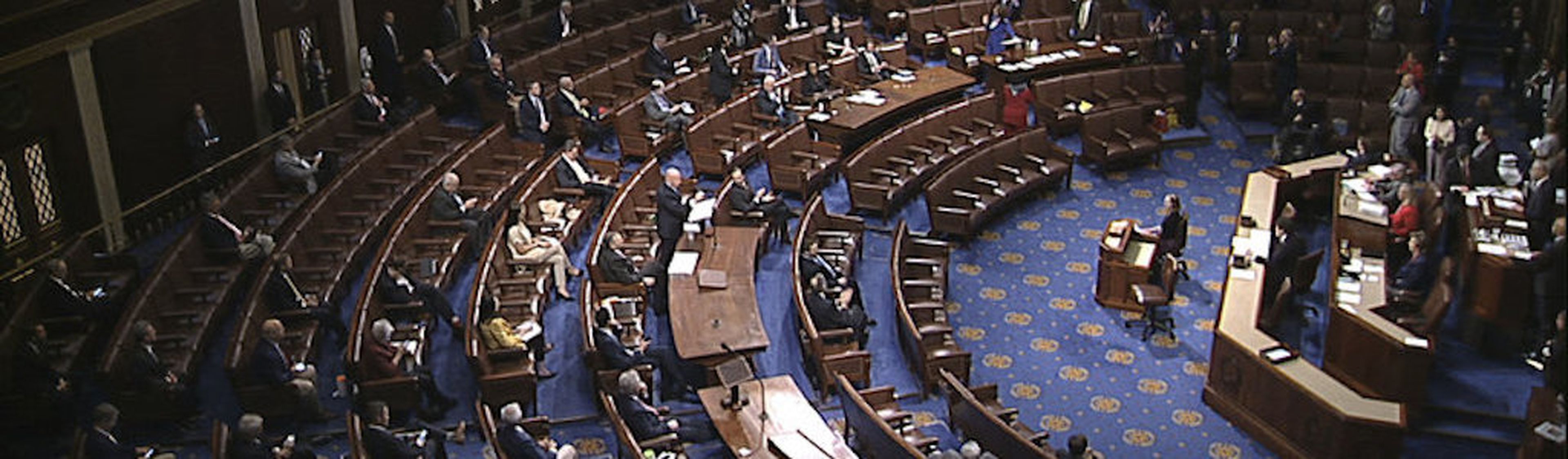 Lawmakers are directed to practice social distancing for debates and votes on the floor of the House of Representatives.