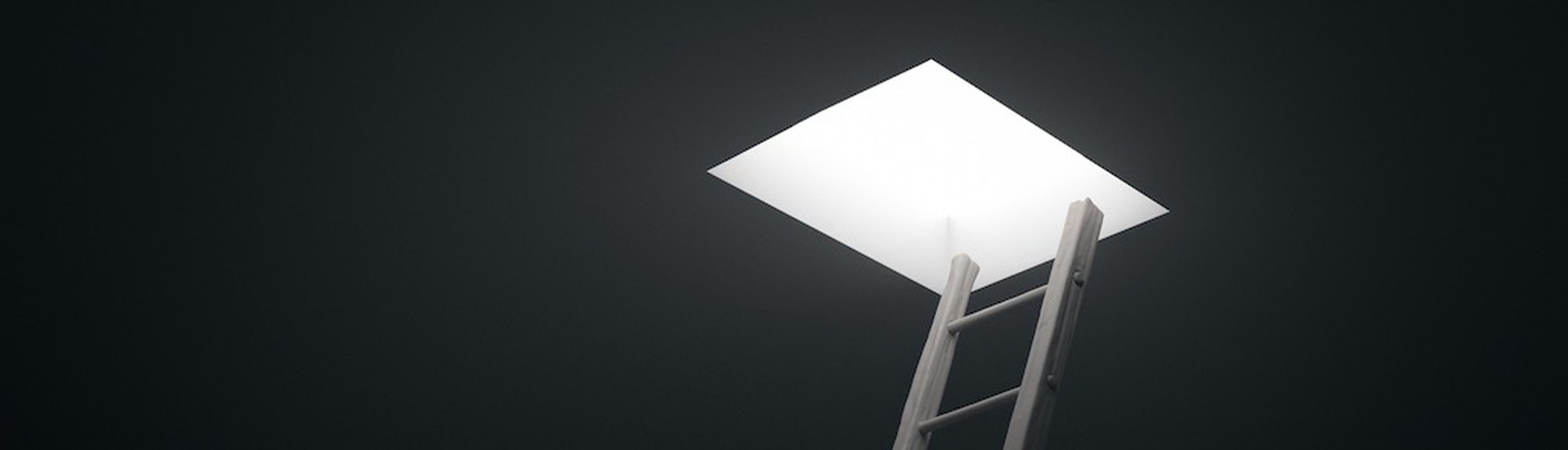 Old Ladder leading to the light. 3d Render. Freedom concept.