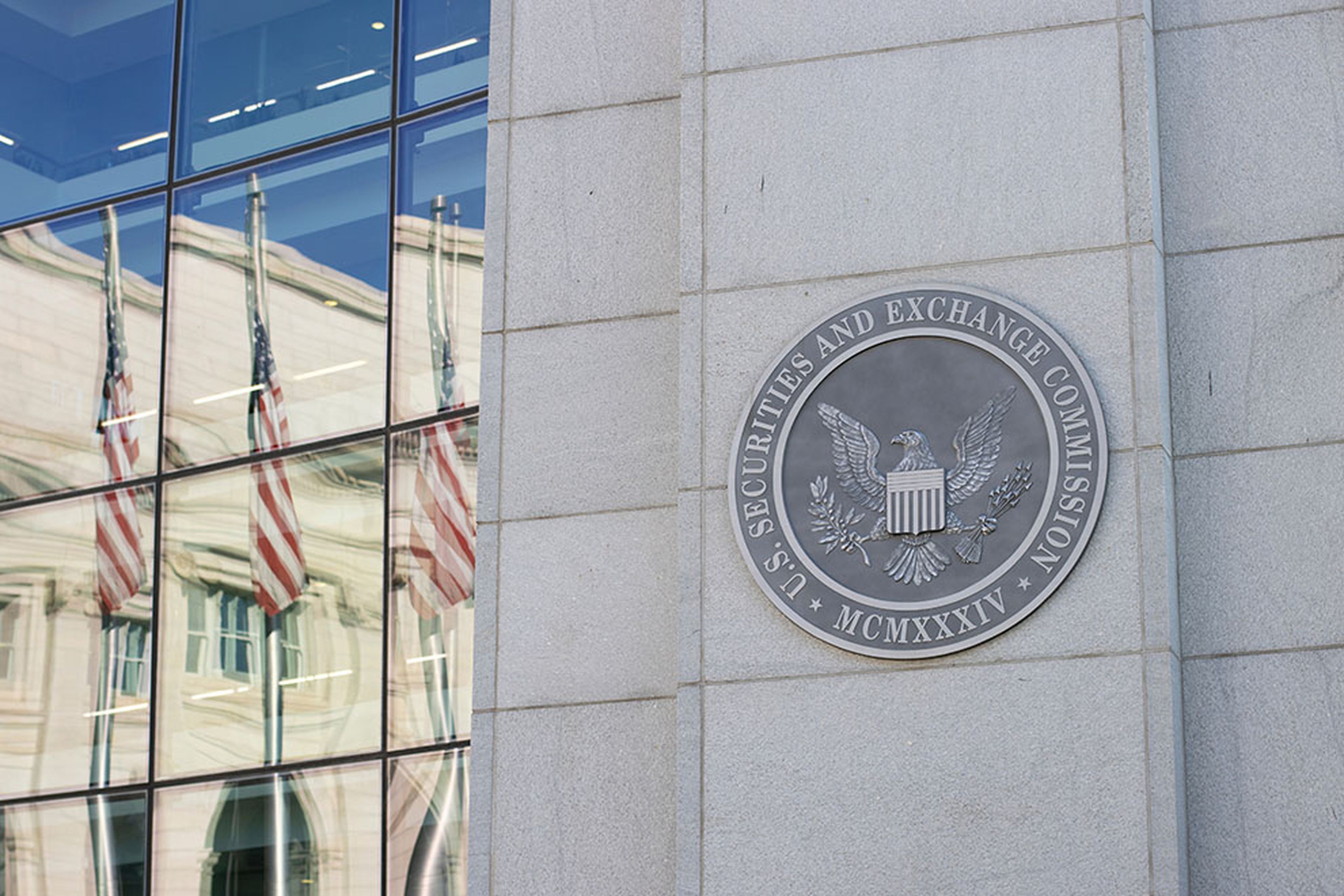The logo of the U.S. Securities and Exchange Commission (SEC) is seen at its headquarters in Washington