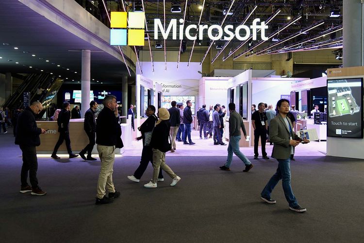 Microsoft's booth at the Mobile World Congress.