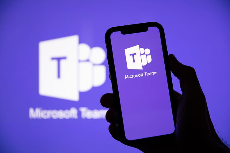 Microsoft teams logo on a smartphone